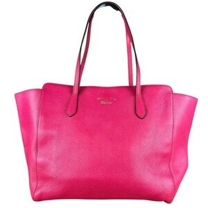 GUCCI PINK SWING TOTE 354408 pebbled leather Shopper Travel Work Everyday Bag EC